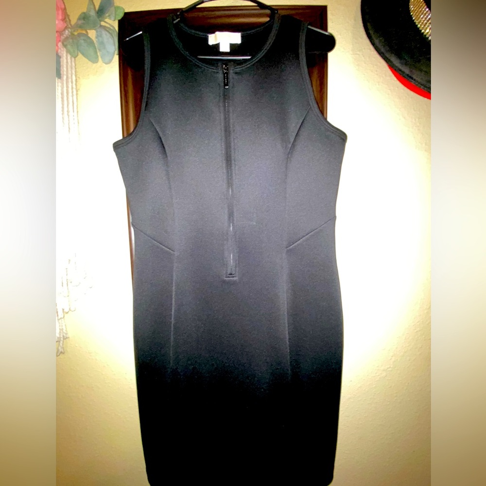Michael Kors Sleeveless Front Zip Scuba Body Con Dress